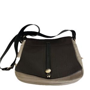 GUC Furla Italy Leather Handbag Expandable Purse Crossbody Pebble Leather Brown